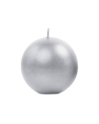 Candle Sphere, metallic, silver, 8cm (1 pkt / 6 pc.)