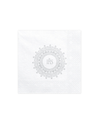 Napkins First Communion - IHS, 33x33cm, silver (1 pkt / 20 pc.)