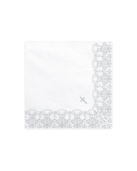 Napkins First Communion - Ornament, 33x33cm, silver (1 pkt / 20 pc.)