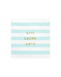 Napkins Yummy - Live Laugh Love, light blue, 33x33cm (1 pkt / 20 pc.)