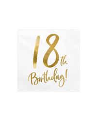 Napkins 18th Birthday, white, 33x33cm (1 pkt / 20 pc.)