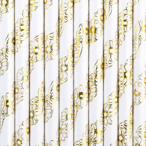 Paper Straws, gold, 19.5cm (1 pkt / 10 pc.)