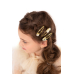 Hair clips Daisy, 5x1.5-2 cm, gold (1 pkt / 3 pc.)