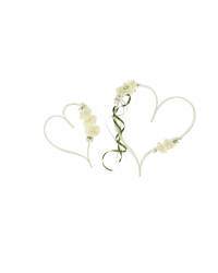 Rattan hearts with posies, cream (1 pkt / 2 pc.)