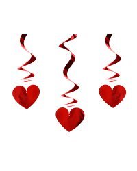 Swirls Hearts, red, 60cm (1 pkt / 3 pc.)