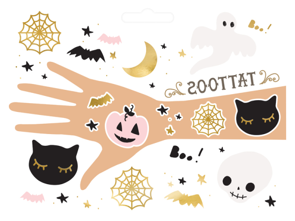 Temporary tattoos BOO!, mix (1 pkt / 12 pc.)