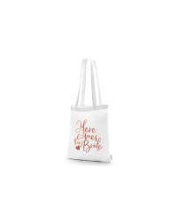 Tote bag - Here comes the bride, white, 39x42cm