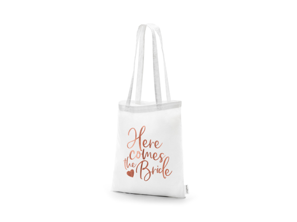 Tote bag - Here comes the bride, white, 39x42cm