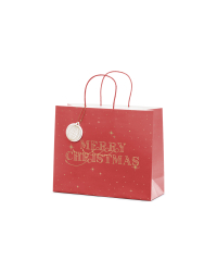 Gift bag Merry Christmas, deep red, 32.5x26.5x11.5cm