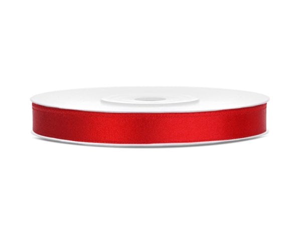 Satin Ribbon, red, 6mm/25m