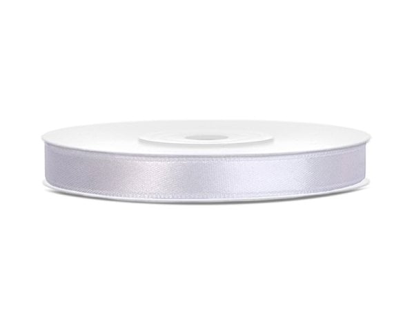 Satin Ribbon, white, 6mm/25m (1 pc. / 25 lm)