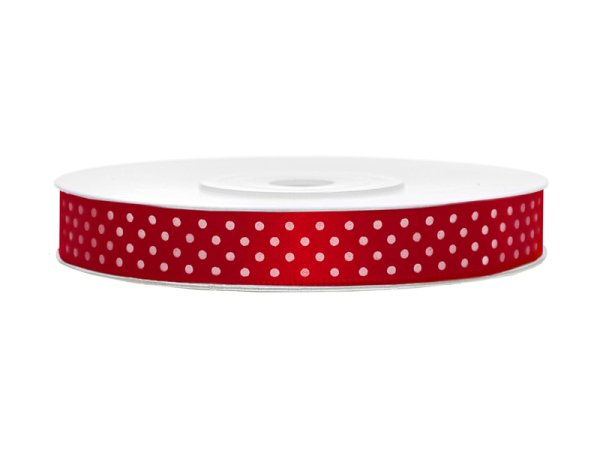 Satin ribbon, red, 12mm/25m (1 pc. / 25 lm)