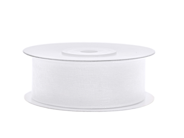 Chiffon Ribbon, white, 25mm/25m (1 pc. / 25 lm)