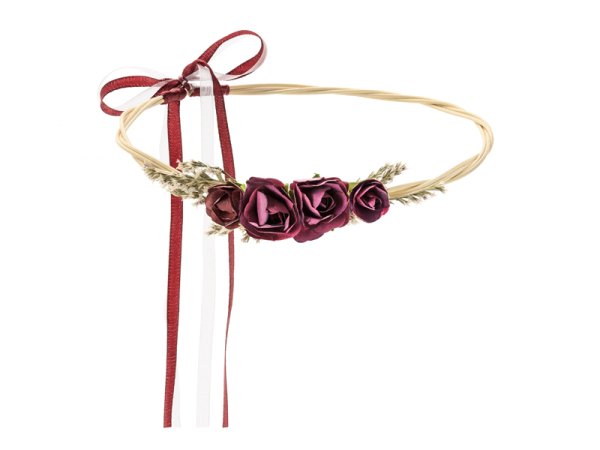 Flower crown, deep red, 18cm