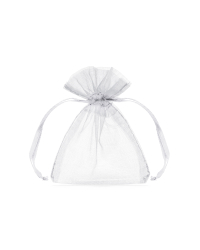 Organza pouches, white, 10cm (1 pkt / 10 pc.)