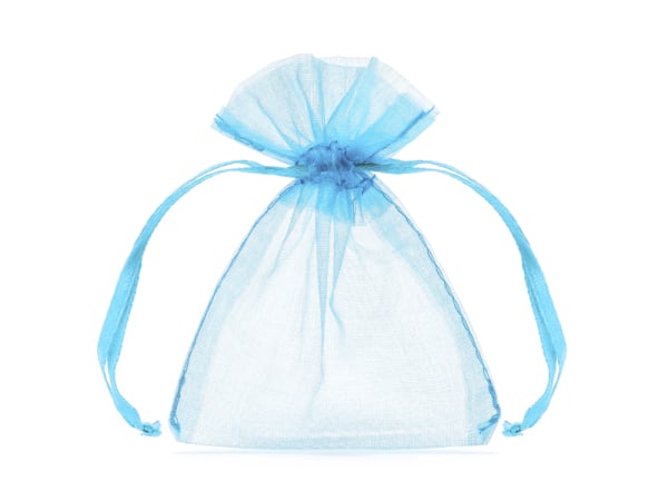 Organza pouches, sky-blue, 10cm (1 pkt / 10 pc.)