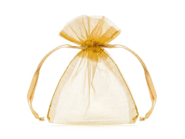 Organza pouches, gold, 10cm (1 pkt / 10 pc.)