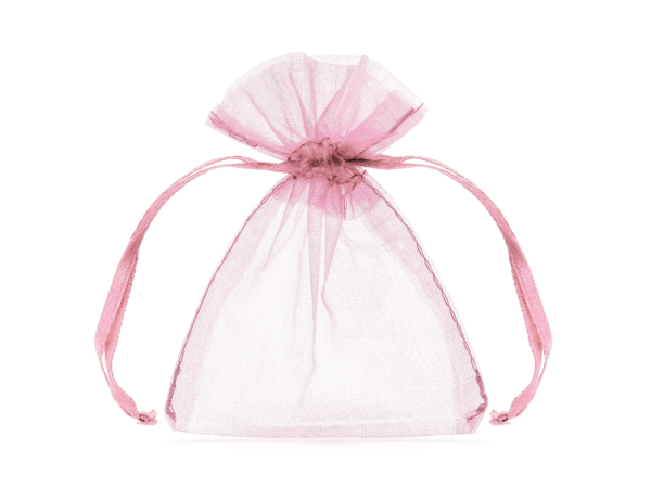 Organza pouches, pink, 10cm (1 pkt / 10 pc.)