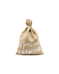 Jute sack Special Surprise, white, 40x55cm