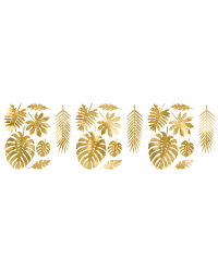 Decorations Aloha - Tropical leaves, gold (1 pkt / 21 pc.)