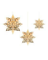 Hanging decoration Snowflakes, gold, 15-25cm (1 pkt / 6 pc.)