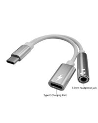 RoGer AD15685 3.5 mm на USB-C Аудио Адаптер для Телефонов + Зарядка Серебряный