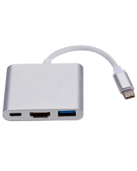 RoGer Multimedia Adapter Type-C to HDMI (4K @ 30Hz, 1080P @ 60Hz) + USB 3.0 Серебряный