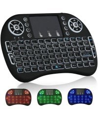 RoGer Q8 Wireless Mini Keyboard Беспроводная Клавиатура PC / PS3 / XBOX 360 / Smart TV / Android + Тачпад Черная (С RGB Подсветкой)