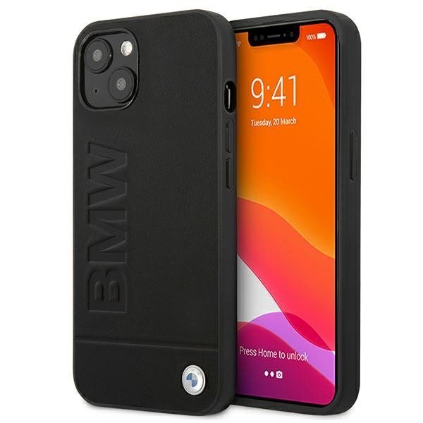 BMW BMHCP13MSLLBK Back Case Кожанный Чехол для телефона Apple iPhone 13 Черный