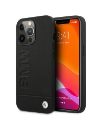 BMW BMHCP13LSLLBK Back Case Кожанный Чехол для телефона Apple iPhone 13 / 13 Pro Черный