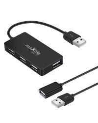 Maxlife Home Office USB 2.0 USB - 4x USB 0,15 m black + кабель 1,5 m Hub