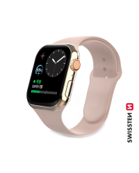 Swissten Cиликоновый Pемешок для Apple Watch 1/2/3/4/5/6 / SE / 38 мм / 40 мм / розовый