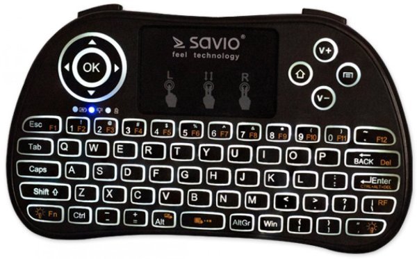 Savio KW-02 Беспроводная Клавиатура PC / PS4 / XBOX / Smart TV / Android + Тачпад Черная (С Подсветкой)