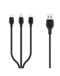 XO NB103 3в1 USB - Lightning + USB-C + microUSB 1m кабель