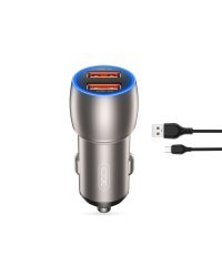 XO CC52 Автомобильное зарядное устройство QC 36W / 2x USB / Кабель microUSB