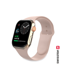 Swissten Cиликоновый Pемешок для Apple Watch 1/2/3/4/5/6 / SE / 42 мм / 44 мм / розовый
