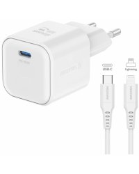 Swissten 3арядное устройство GaN USB-C 35W PD + Kабель для передачи данных USB-C - Lightning 1.2m