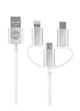 Forever 3in1 USB - Lightning + USB-C + microUSB Кабель 1.2m