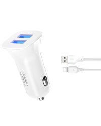 XO TZ10 Автомобильное зарядное устройство 2x USB 2.4A + кабель USB-C