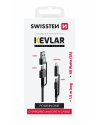 Swissten Kevlar Провод 4in1 / 3A / 1.5m