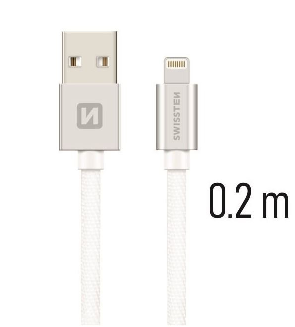 Swissten Textile Fast Charge 3A Lightning Кабель Для Зарядки и Переноса Данных 20 cm