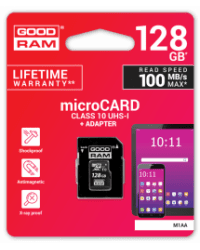 Goodram microSDXC class 10 UHS I 128GB Карта памяти + Адаптер