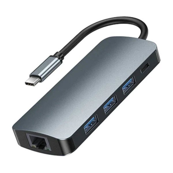 Remax RU-U91 9in1 Hub 3x USB 3.0 / USB-C / RJ45 / HDMI / 3.5 mm / SD/TF / USB-C