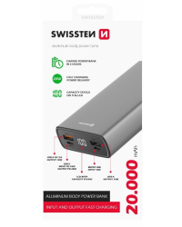 Swissten Aluminium Power Bank Переносная зарядная батарея 2xUSB / USB-C / Micro USB / 20W / 20000 mAh