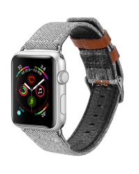 Dux Ducis Canvas Кожанный Ремешок для часов Apple Watch 38 / 40 mm Серый-Коричневый