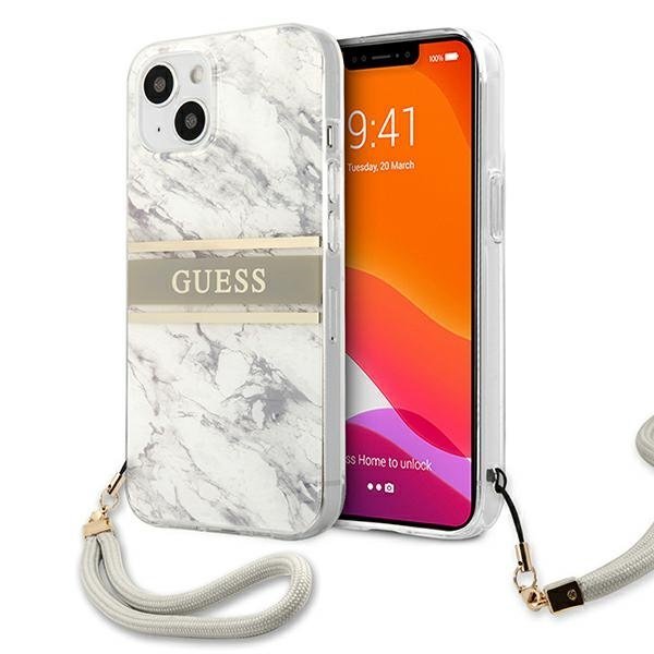 Guess GUHCP13SKMABGR Marble Strap Back Case Чехол для Apple iPhone 13 Mini