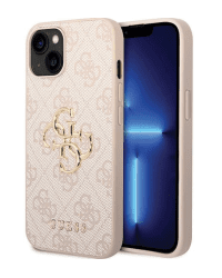 Guess PU Leather 4G Metal Logo Case Защитный Чехол для Apple iPhone 15 Plus