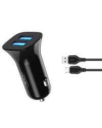 XO TZ10 Автомобильное зарядное устройство 2x USB 2.4А + кабель microUSB