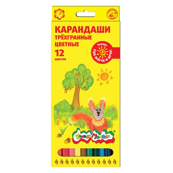 Карандаши цветные Каляка-Маляка, трехгранные (12 цветов)