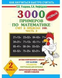 3000 новых примеров по математике. Счет в пределах 100. В 2 частях. Часть 2. 2 класс